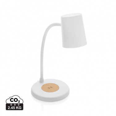 Logotrade promotional gift picture of: Zenara RCS recycled plastic and cork 15W wireless desk lamp