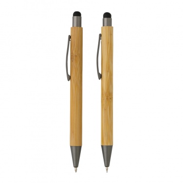 Logo trade corporate gifts picture of: Bamboo modern pen set in box
