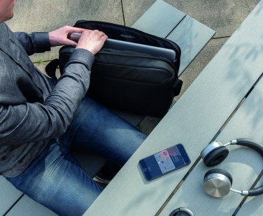 Logo trade promotional giveaway photo of: Madrid RFID USB 15.6" laptop bag PVC free