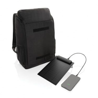 Logotrade promotional item image of: Pedro AWARE™ RPET deluxe backpack with 5W solar panel