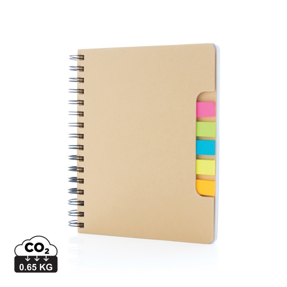 Logo trade promotional giveaway photo of: A5 Kraft spiral notebook with sticky notes