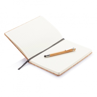 Logo trade promotional items picture of: A5 notebook with bamboo pen including stylus