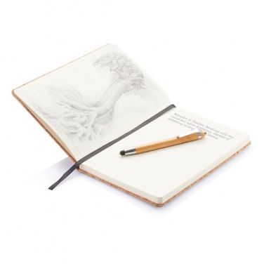 Logotrade promotional gift picture of: A5 notebook with bamboo pen including stylus