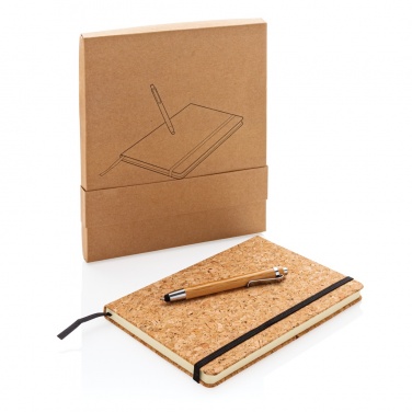 Logo trade promotional gifts image of: A5 notebook with bamboo pen including stylus