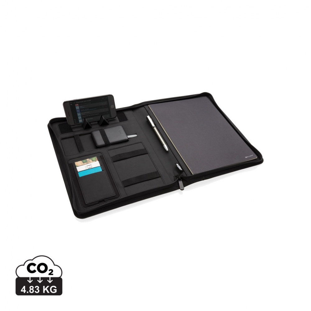 Logo trade promotional merchandise photo of: Air 5W wireless charging portfolio A4 w/ 5000 mAh powerbank
