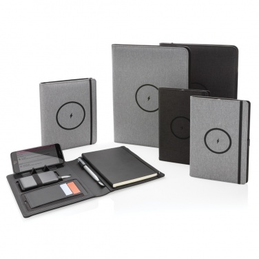 Logotrade business gift image of: Air 5W wireless charging portfolio A4 w/ 5000 mAh powerbank