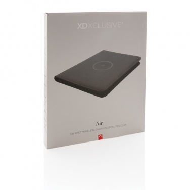 Logo trade promotional gift photo of: Air 5W wireless charging portfolio A4 w/ 5000 mAh powerbank