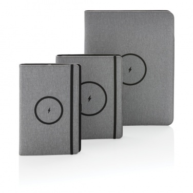 Logo trade promotional giveaways image of: Air 5W wireless charging notebook with 5000mAh powerbank