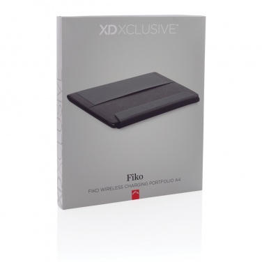 Logo trade promotional merchandise image of: Fiko 5W wireless charging portfolio A4 with powerbank