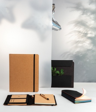 Logo trade promotional giveaways image of: Deluxe cork portfolio A4 with pen