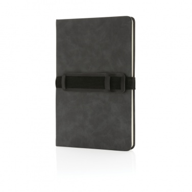 Logo trade promotional items image of: Deluxe hardcover PU notebook A5 with phone and pen holder