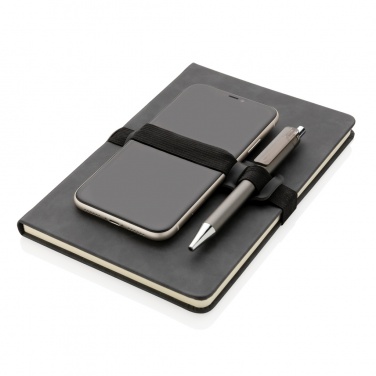 Logo trade corporate gifts picture of: Deluxe hardcover PU notebook A5 with phone and pen holder
