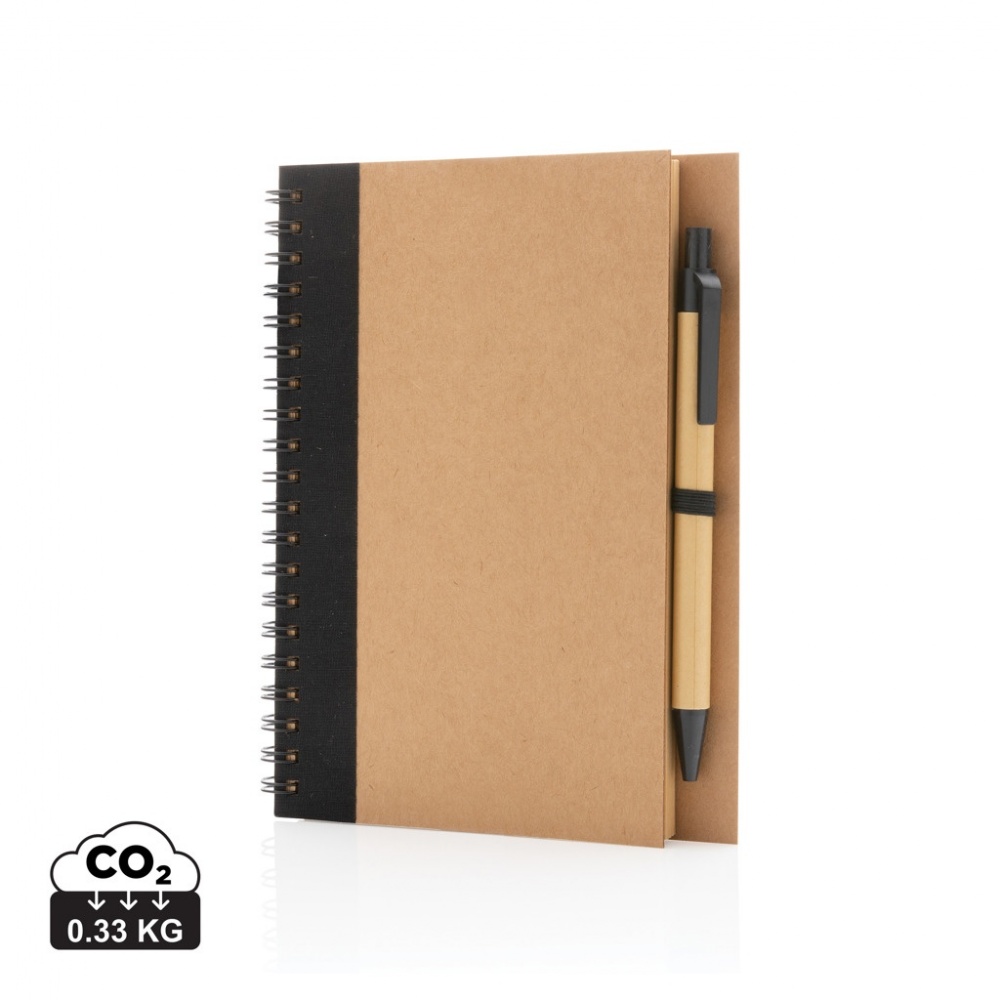 Logo trade corporate gift photo of: Kraft spiral notebook with pen
