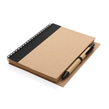 Logo trade promotional item photo of: Kraft spiral notebook with pen