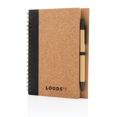 Logo trade promotional merchandise image of: Cork spiral notebook with pen