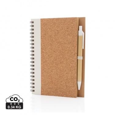 Logo trade promotional gift photo of: Cork spiral notebook with pen