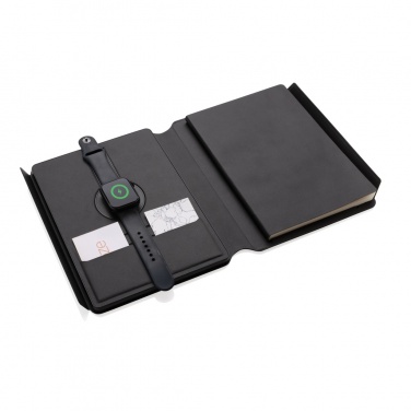 Logo trade promotional item photo of: Swiss Peak RCS rePU notebook with 2-in-1 wireless charger