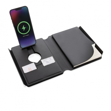 Logotrade promotional gift image of: Swiss Peak RCS rePU notebook with 2-in-1 wireless charger