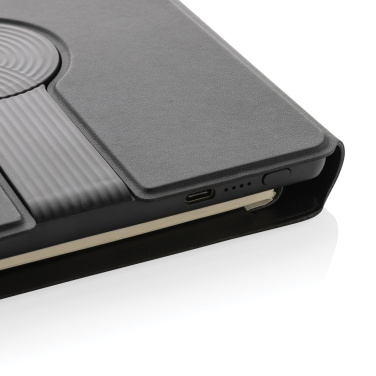 Logo trade promotional merchandise photo of: Swiss Peak RCS rePU notebook with 2-in-1 wireless charger