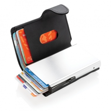 Logo trade promotional products image of: Standard aluminium RFID cardholder with PU wallet