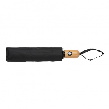 Logo trade corporate gifts image of: 21" Impact AWARE™ RPET 190T bamboo auto open/close umbrella