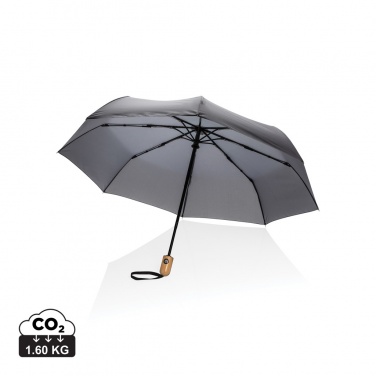 Logo trade business gifts image of: 21" Impact AWARE™ RPET 190T bamboo auto open/close umbrella