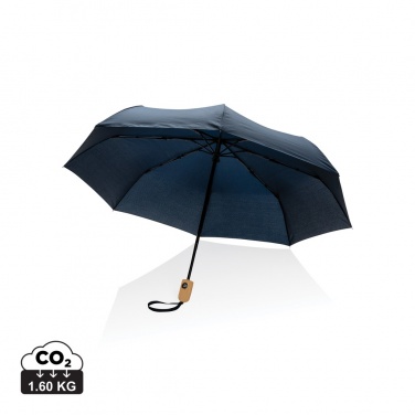 Logotrade promotional giveaway image of: 21" Impact AWARE™ RPET 190T bamboo auto open/close umbrella