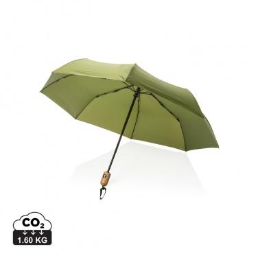 Logotrade promotional gift image of: 21" Impact AWARE™ RPET 190T bamboo auto open/close umbrella