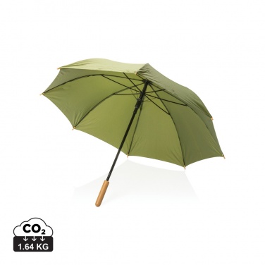 Logo trade promotional products image of: 23" Impact AWARE™ RPET 190T auto open bamboo umbrella
