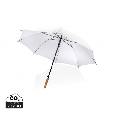 Logotrade corporate gift picture of: 27" Impact AWARE™ RPET 190T auto open bamboo umbrella