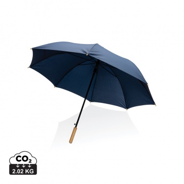 Logo trade promotional items image of: 27" Impact AWARE™ RPET 190T auto open bamboo umbrella