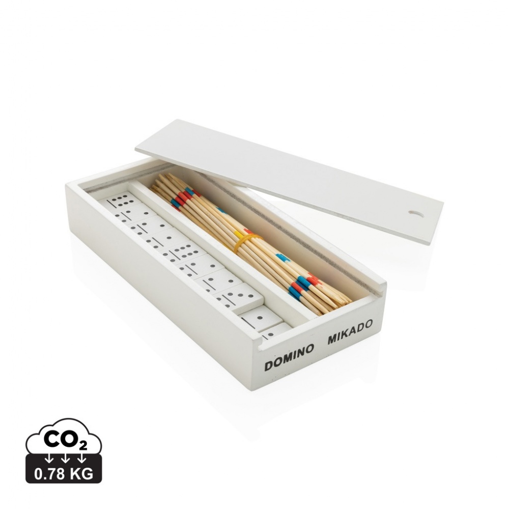 Logo trade promotional products image of: Deluxe mikado/domino in wooden box