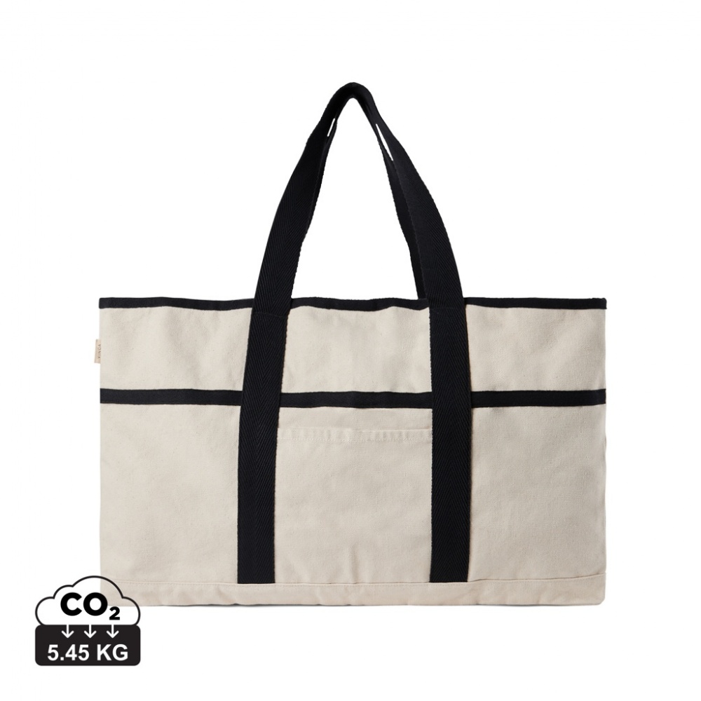 Logo trade promotional item photo of: VINGA Volonne AWARE™ recycled canvas beach bag