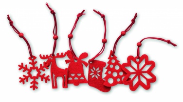 Logo trade advertising products image of: Set of 6 felt tree hangers