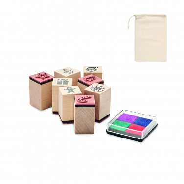 Logo trade advertising products picture of: 8 wooden Christmas stamps set