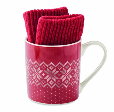 Logo trade corporate gifts image of: Winter gift mug and gloves set