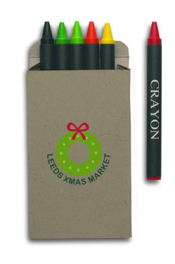 Logo trade promotional giveaways image of: Carton of 6 wax crayons