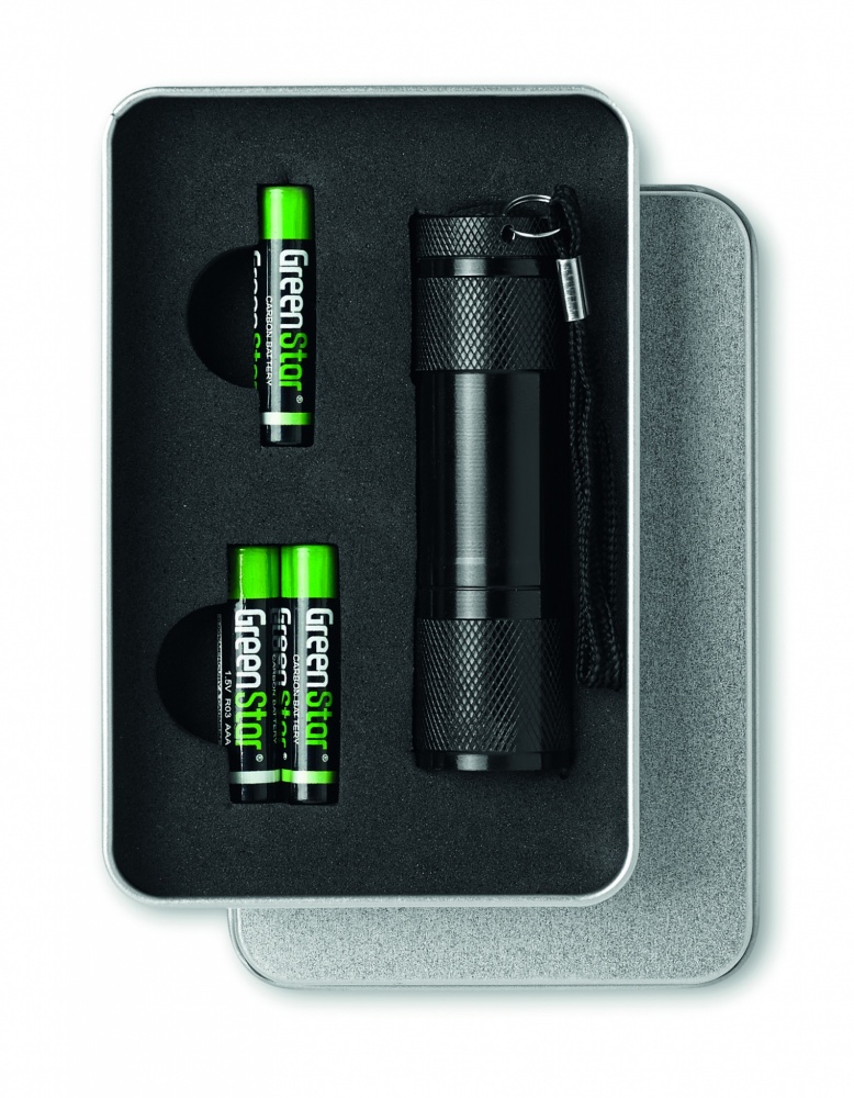 Logotrade corporate gift picture of: LED torch in tin box