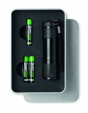 Logo trade corporate gifts picture of: LED torch in tin box