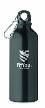 Logotrade promotional product picture of: 500 ml single-walled water bottle made of recycled aluminum with a carabiner