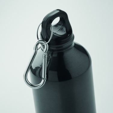 Logo trade promotional merchandise photo of: 500 ml single-walled water bottle made of recycled aluminum with a carabiner