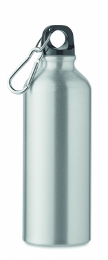 Logo trade promotional merchandise photo of: 500 ml single-walled water bottle made of recycled aluminum with a carabiner