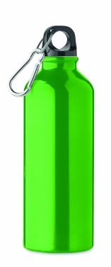 Logotrade advertising products photo of: 500 ml single-walled water bottle made of recycled aluminum with a carabiner