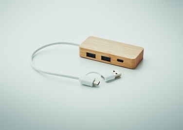 Logo trade corporate gifts picture of: Bamboo USB 3 ports hub