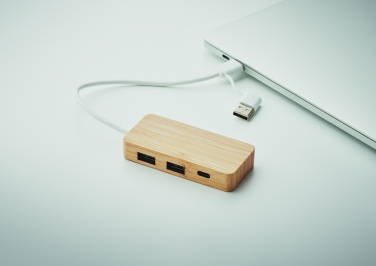 Logotrade promotional gift picture of: Bamboo USB 3 ports hub
