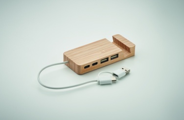 Logotrade advertising product image of: Bamboo USB 4 ports hub