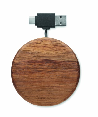 Logo trade advertising products image of: Wireless charger in acacia 15W