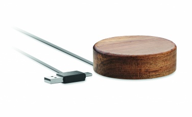 Logo trade promotional products picture of: Wireless charger in acacia 15W