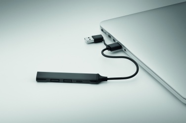 Logo trade promotional giveaways image of: USB 4 port hub 19 cm