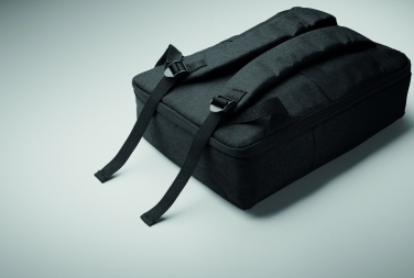 Logotrade promotional product image of: A safe 15-inch laptop backpack made of 300D RPET with a 210D RPET lining and customizable printing.